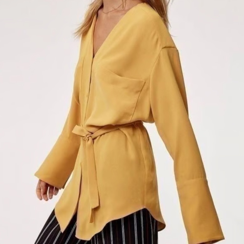 Wilfred Aritzia Golden Button-Down Blouse